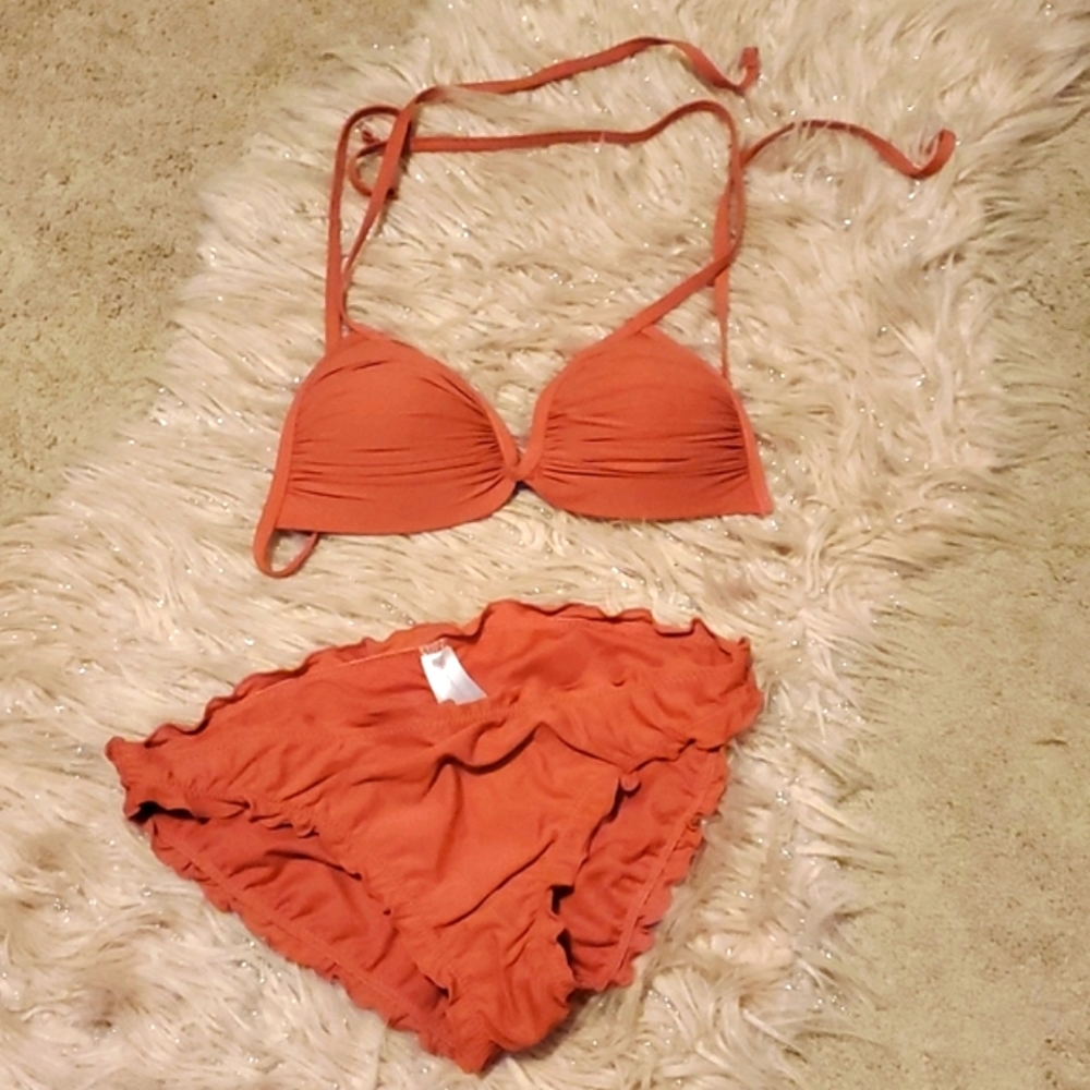 Sexy dark coral bikini size small 3-5
